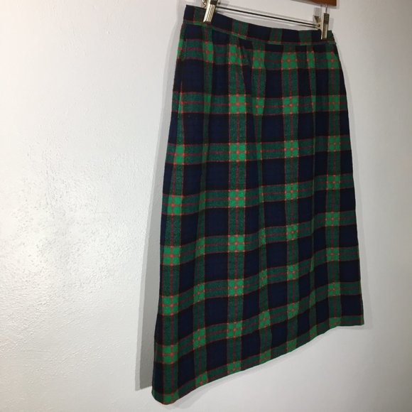 VIntage 50s Pendleton Authentic Fletcher Tartan Skirt; Blue Green Red Plaid Wool - Picture 6 of 10